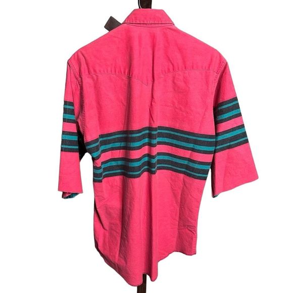 VTG USA Wrangler Pink Brushpopper Work Shirt - Picture 3 of 3
